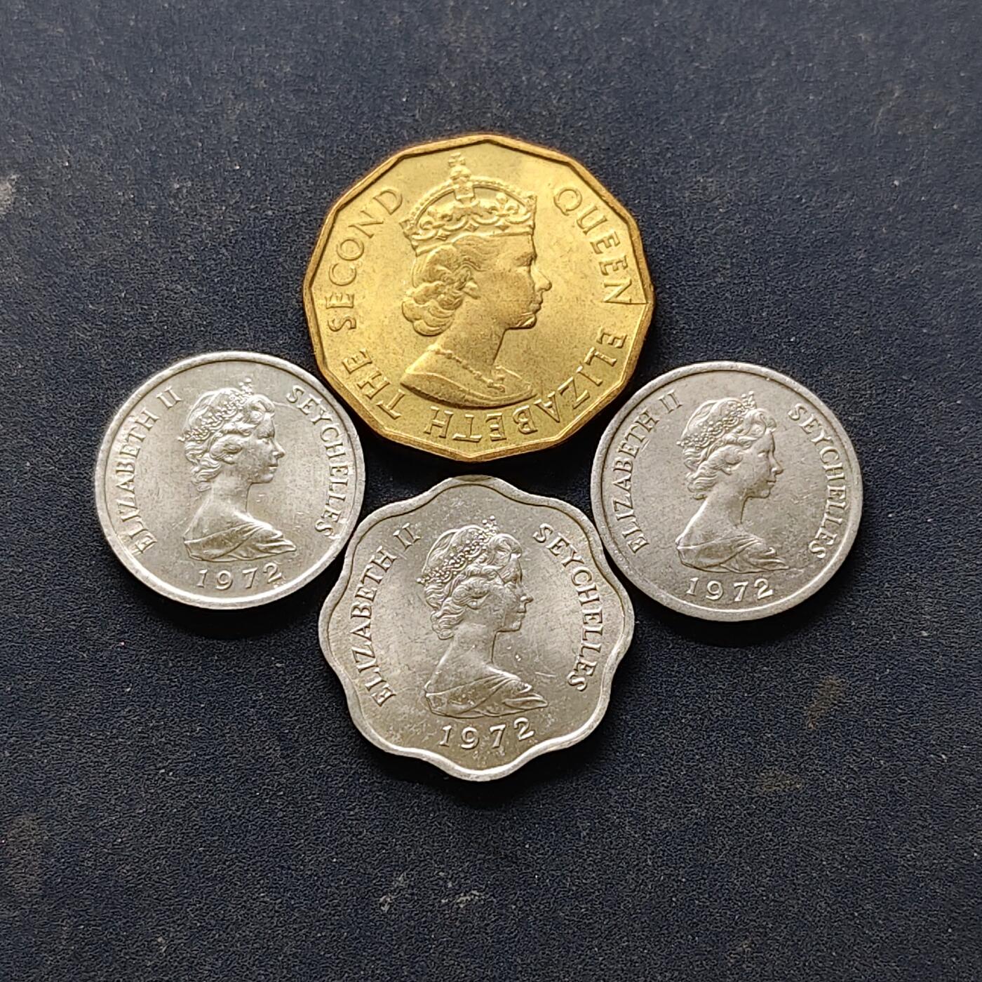 【全场包邮】纯粹捡漏拍514场 塞舌尔1972-1974年散币4枚一组-含3枚FAO纪念币