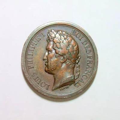 法国1842年 菲利普一世+皇后骑马高浮雕精制铜章 28MM - 法国1842年 菲利普一世+皇后骑马高浮雕精制铜章 28MM