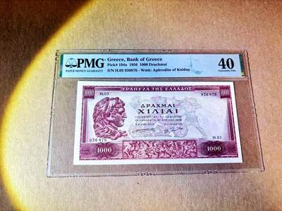 【Blue Auction】世界纸币精拍第799期——18级TOP拍卖/信誉/品质/专业/高效💫 -   希腊 1956年1000德拉科马  亚历山大大帝出征图 非常漂亮 PMG40 状态不错 低评