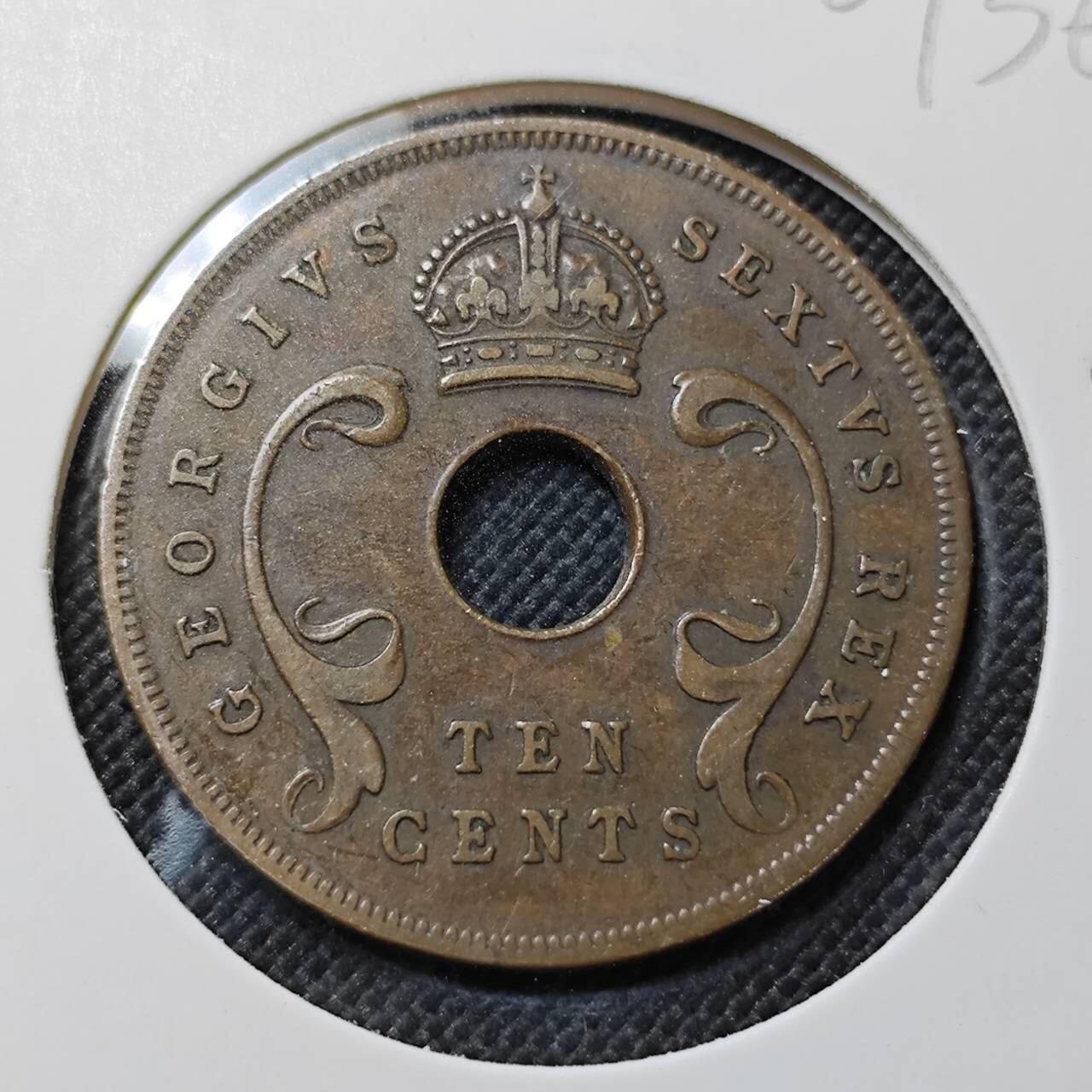 KK钱币收藏小铺  第409期 2月预留时间 周末发货  1951英属东非10分 乔六 铜币