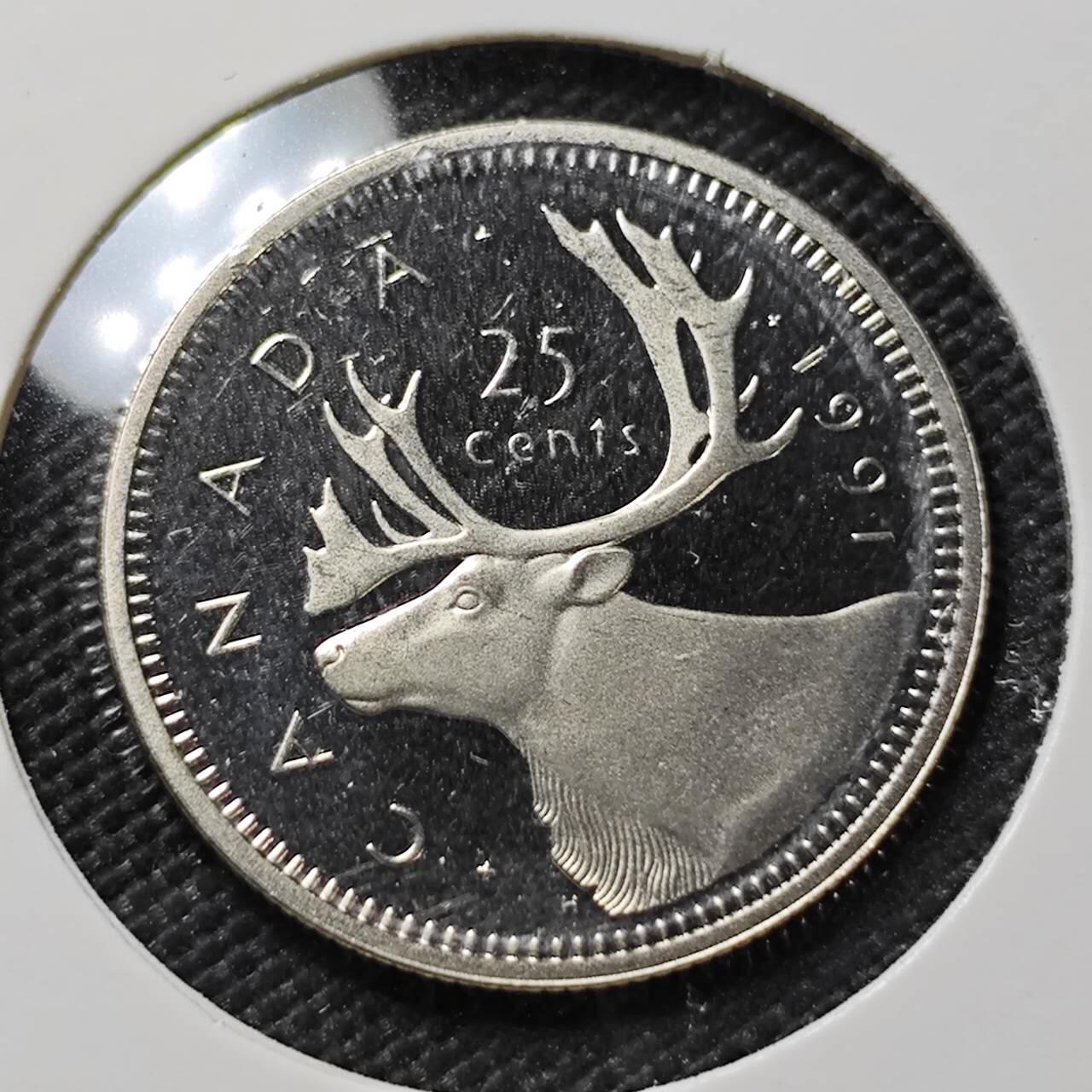 KK钱币收藏小铺  第408期 2月预留时间 周末发货   1991加拿大25分精制