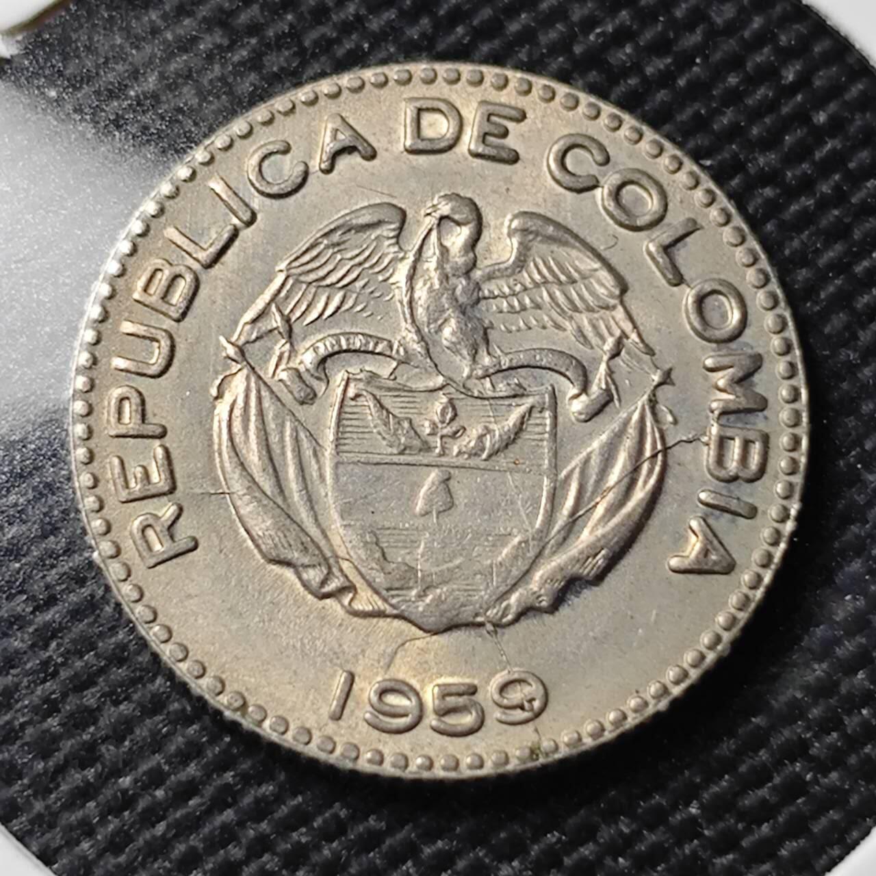 KK钱币收藏小铺  第407期 2月预留时间 周末发货  1959哥伦比亚10分 好品