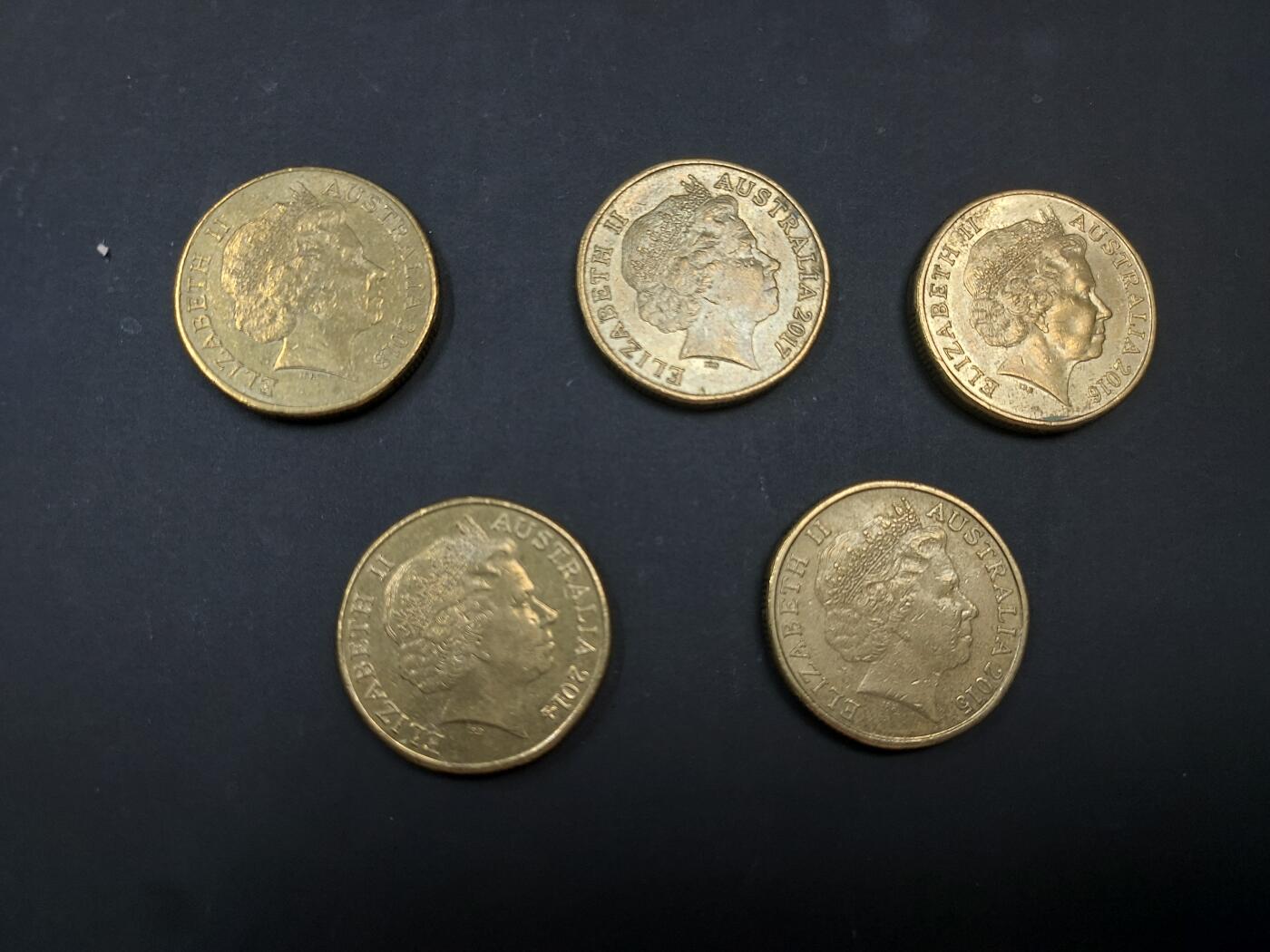 博彦收藏    4月1日 8点 钱币专场 澳洲 澳纽军团 1元硬币5枚