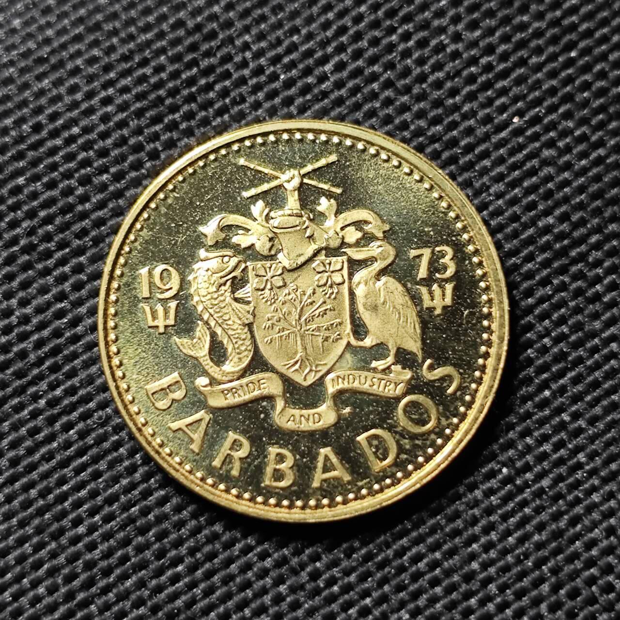 KK钱币收藏小铺  第408期 2月预留时间 周末发货   1973巴巴多斯5分 精制币