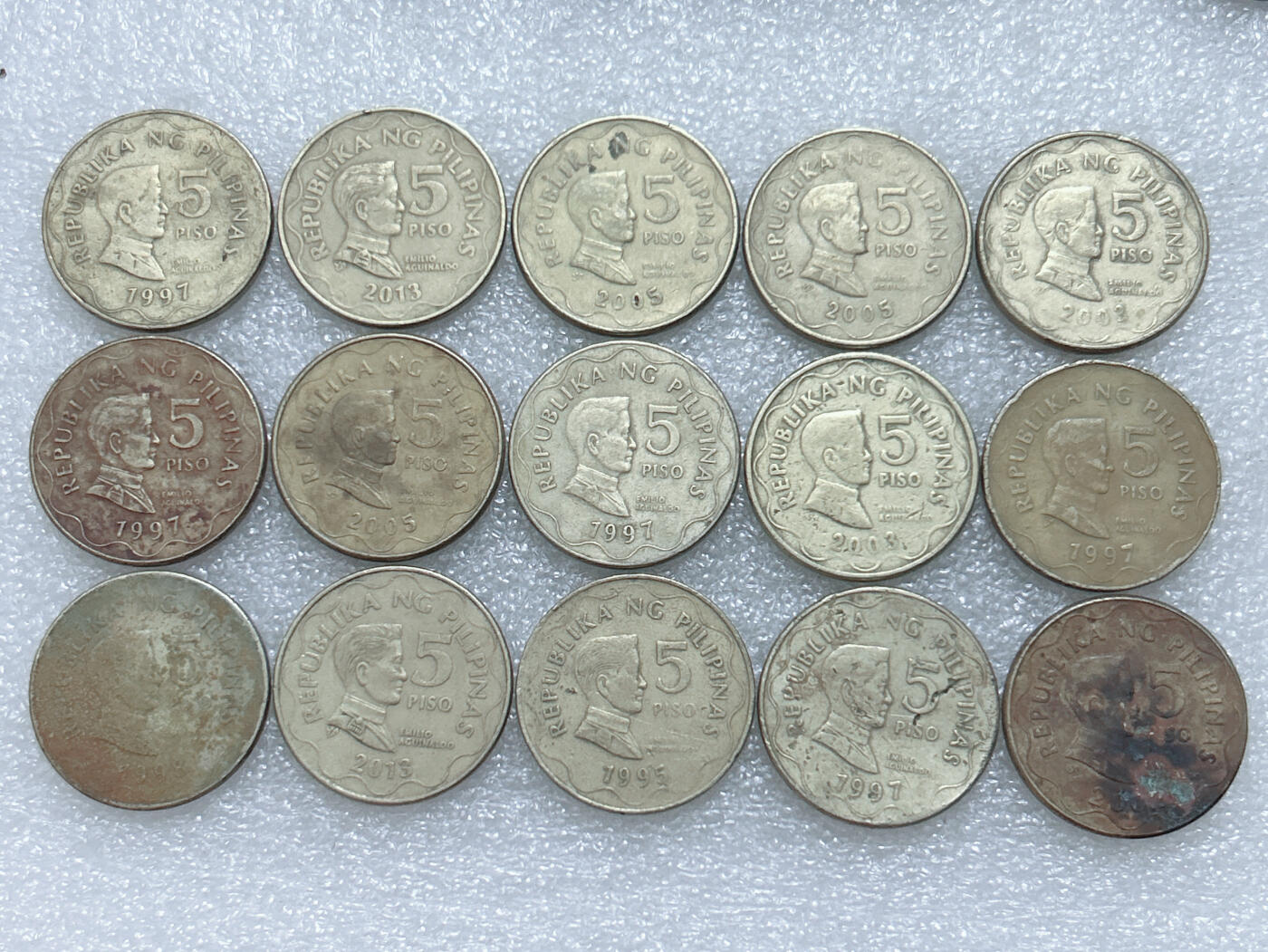 第一海外回流一元起拍收藏 散集专场  第306期 菲律宾5比索硬币 15枚
