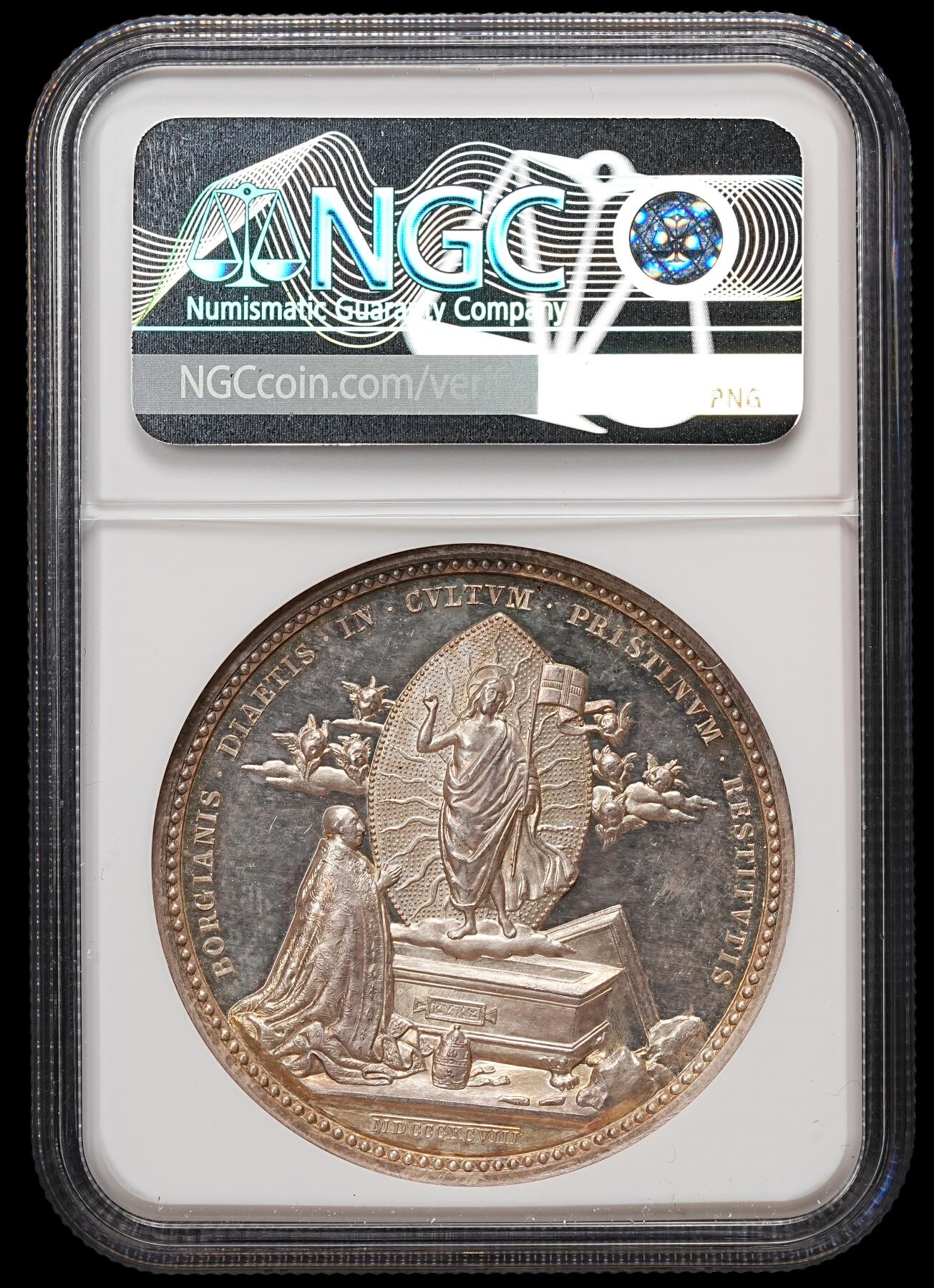 修遠堂世界钱币第109期 NGC MS64 1898年梵蒂冈博尔吉亚公寓修复完成纪念大银章