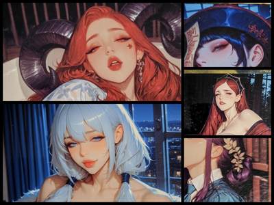 阳大大卡牌拍卖第106期（持续收拍品，周五晚上九点截拍，进群福利早知道） - 【艺术】红发羊角恶魔 等镜面大磁卡5张