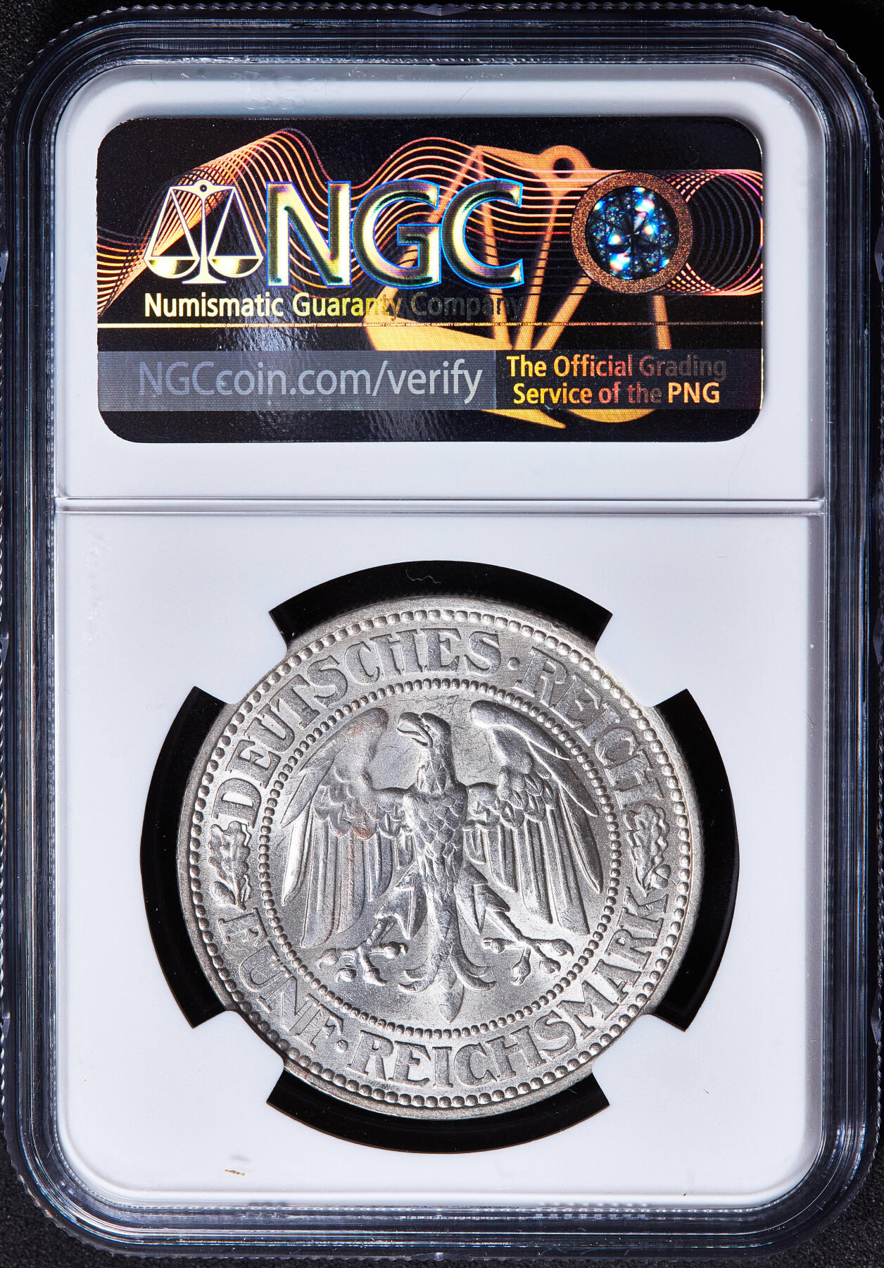 【俄甄集藏】2026年(050)04-01星期三 晚 19:30 全场包邮 德国魏玛1928年A版橡树5马克大银币，NGC UNCD，原光品相