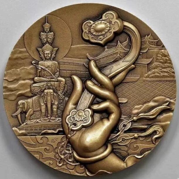 中国铜章专拍 2015年沈币峨眉山铜章，带证书，直径60毫米铜章，保真正品
