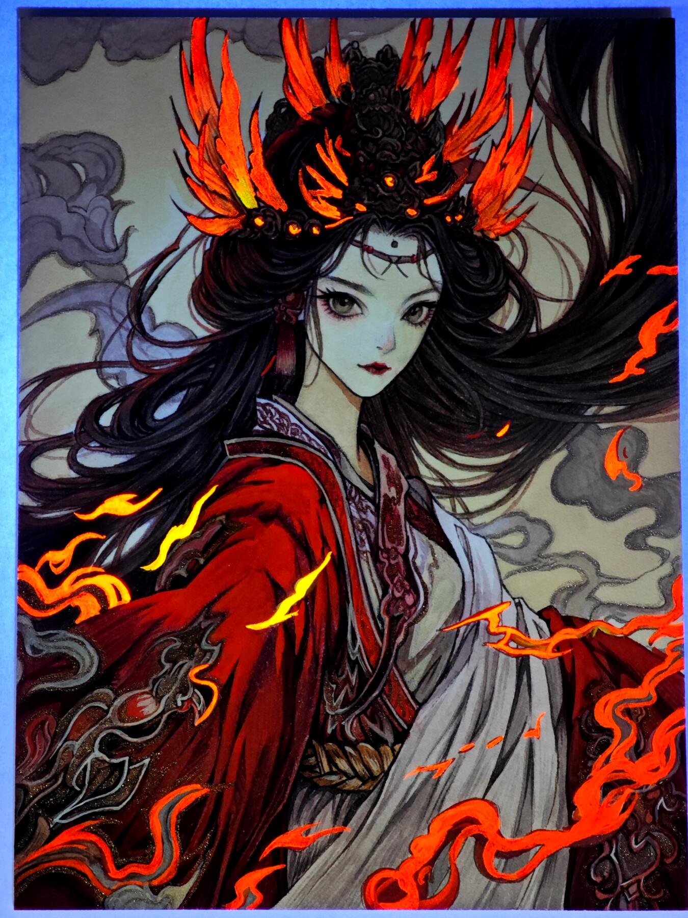 白泽拍卖卡牌手绘专场第34期（花朝去了又春分 草如茵 柳烟新） 2025 艺方文创 手绘卡 涅槃 尺寸：9.9cm*13.2cm 带特效 带盒  画家签题 卡砖封装