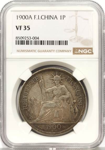 博洋堂“芳菲春韵”3月精品大拍专场暨第166期（全场包邮） - NGC VF35 法属印支1900年A版坐洋银币，原味包浆-2