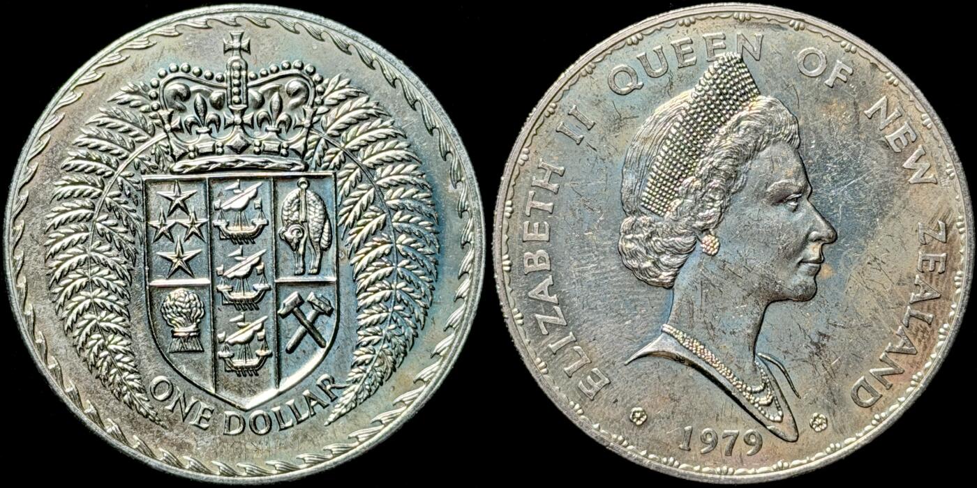 ＜星葵🌻钱币社＞第72期·东奔西走的硬币·3月31日发货 新西兰1979年加冕盾徽1元克朗型纪念币