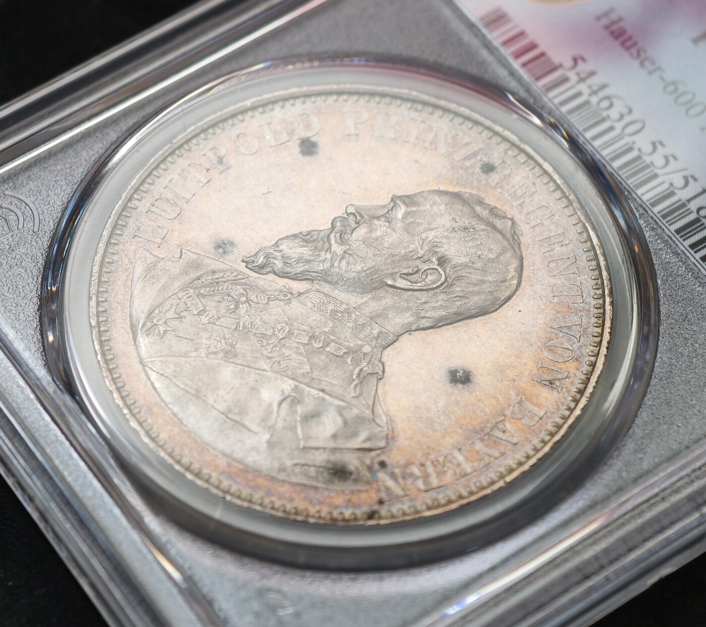 “方寸甄品”甄品场，甄臻铺-世界币章拍卖（第57期，直播拍卖），送拍享返佣金等优惠多多 PCGS-AU55 1892年德国巴伐利亚摄政王统帅堂2泰勒型银章