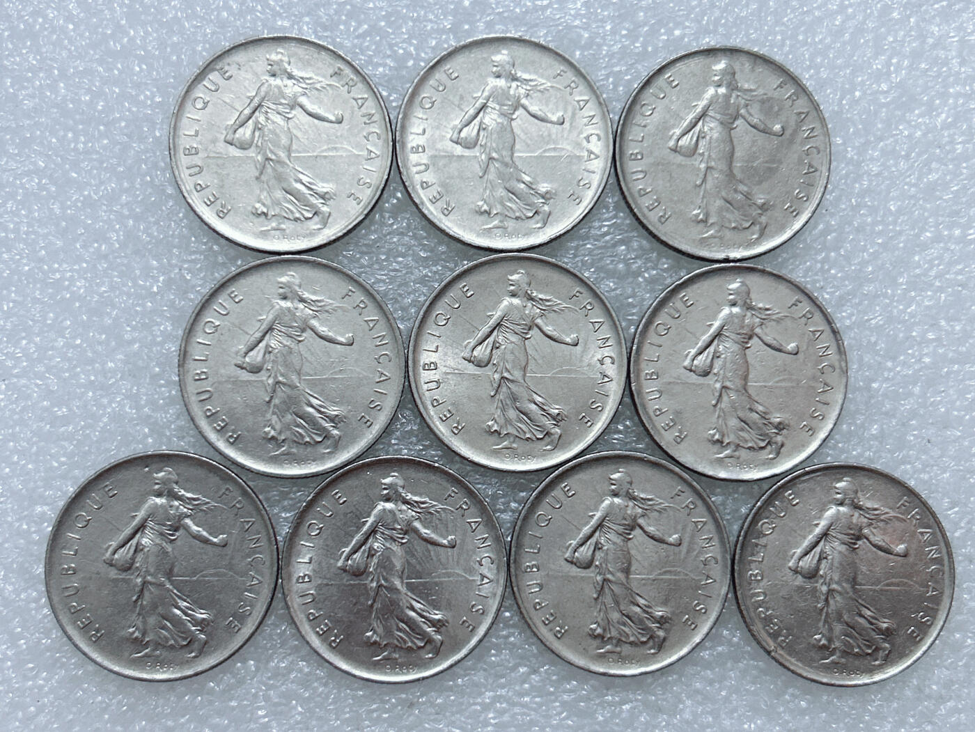 第一海外回流一元起拍收藏 散集专场  第306期 法国5法郎硬币 10枚