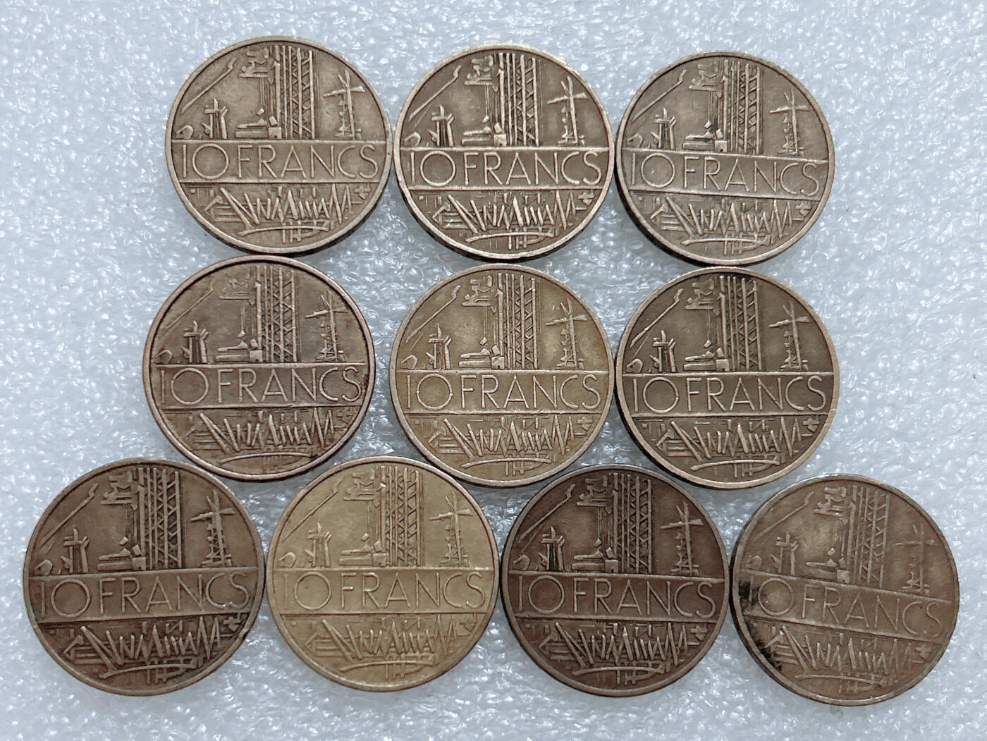 第一海外回流一元起拍收藏 散集专场  第306期 法国巴士底狱10法郎硬币 10枚
