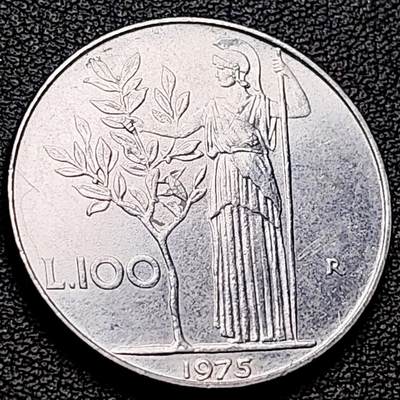 泉币菌-第216场-拍品多 请提前出价 - 意大利早期100里拉 月亮和记忆女神密涅瓦 不锈钢币 27.8mm