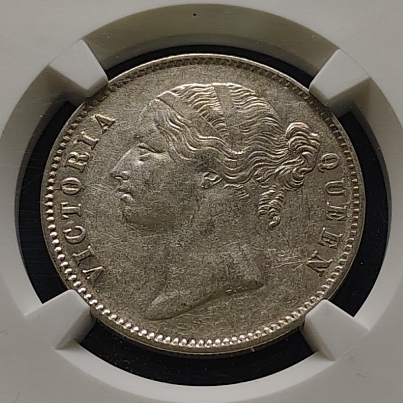 【全场包邮】纯粹捡漏拍515场 英属东印度公司1840年双辫维多利亚女王1卢比银币【32毫米11.66克91.7%】-NGC AU DETAILS