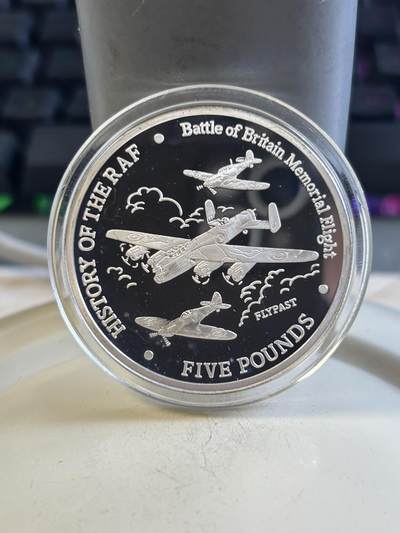 第195期拍卖 - 直布罗陀2007年二战不列颠空战飞行银币 28.28克，925银