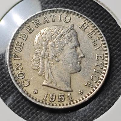 KK钱币收藏小铺  第408期 2月预留时间 周末发货 -  1951瑞士20分