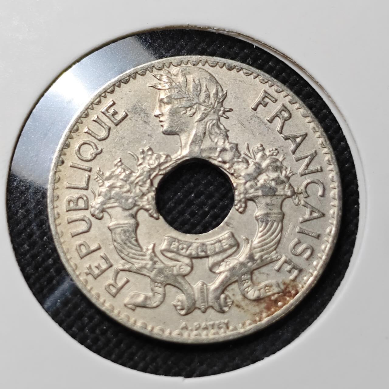 KK钱币收藏小铺  第409期 2月预留时间 周末发货  1938法属印支5分镍币