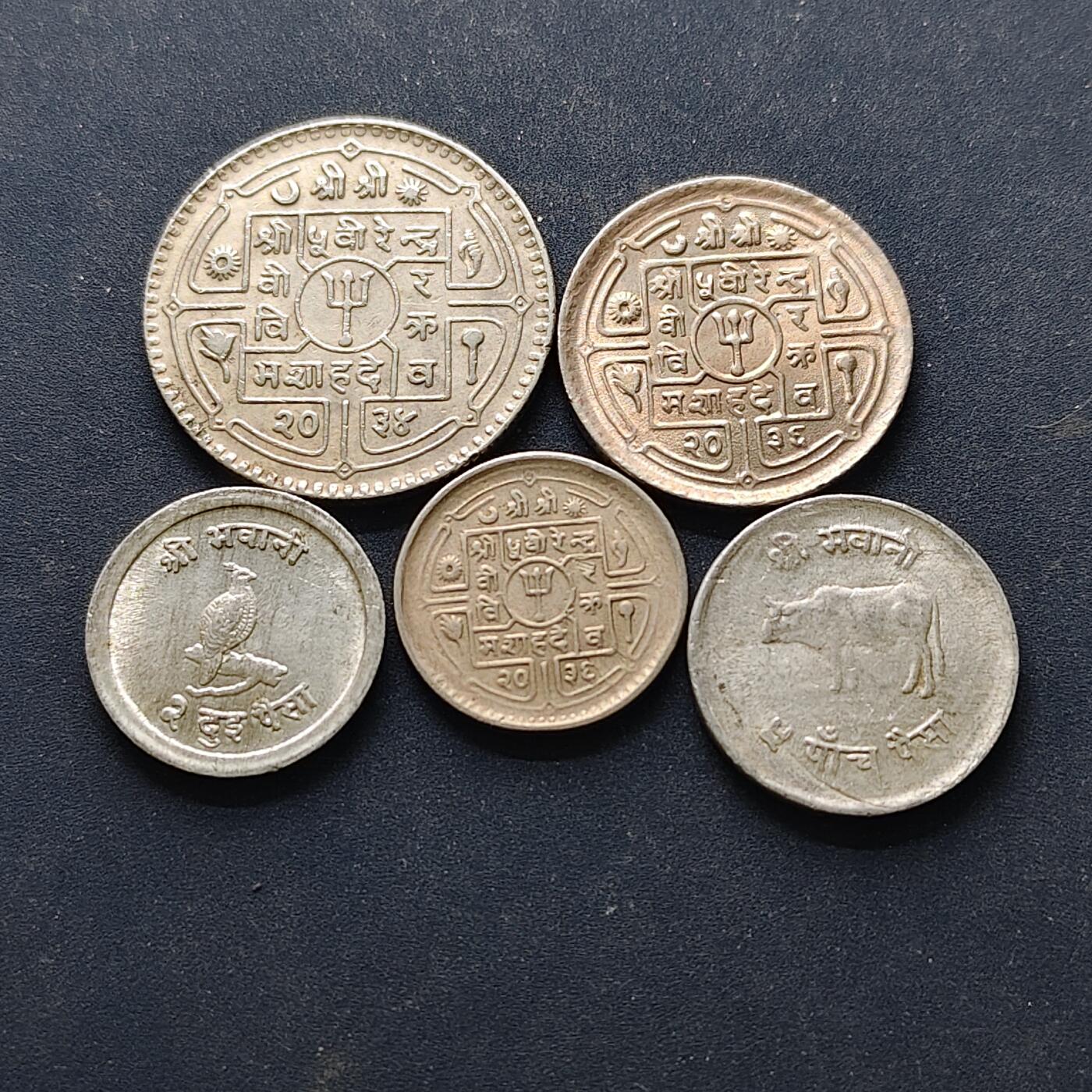 【全场包邮】纯粹捡漏拍514场 尼泊尔各年份5枚套币