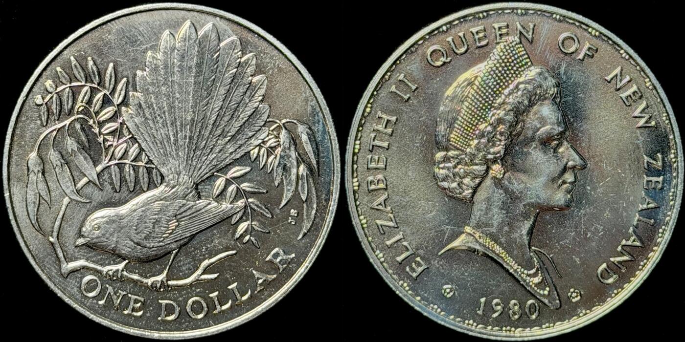 ＜星葵🌻钱币社＞第72期·东奔西走的硬币·3月31日发货 新西兰1980年扇尾鸟1元克朗型纪念币