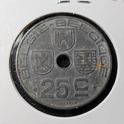KK钱币收藏小铺  第408期 2月预留时间 周末发货 -  1946比利时25分