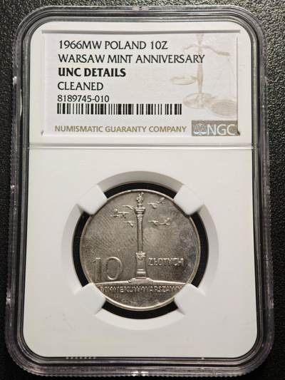 【德藏】世界币章拍卖第169期（拍品征集中~欢迎藏友联系） - 1966年 波兰华沙建城700周年10兹罗提纪念银币 NGC UNC