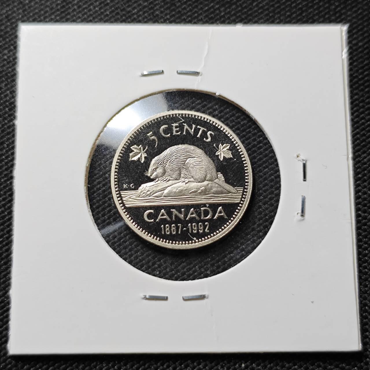 KK钱币收藏小铺  第408期 2月预留时间 周末发货    1992加拿大5分精制 纪念币