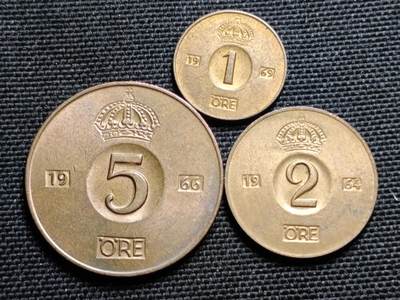 KK钱币收藏小铺  第408期 2月预留时间 周末发货 -  瑞典铜币大小面值一套