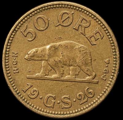 修遠堂世界钱币第109期 - 1926年格陵兰50欧尔