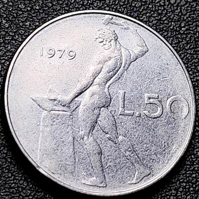 泉币菌-第216场-拍品多 请提前出价 - 意大利 1979年 50里拉 锻冶之神 伍尔坎 24mm