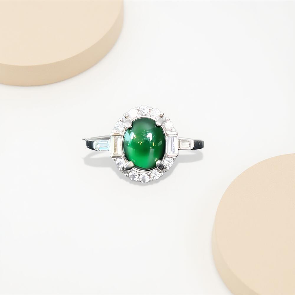 碧月说宝 君子怀瑾·当代和田玉清风专场(五) s925高冰翡翠蛋面戒指