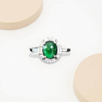 碧月说宝 君子怀瑾·当代和田玉清风专场(五) - s925高冰翡翠蛋面戒指