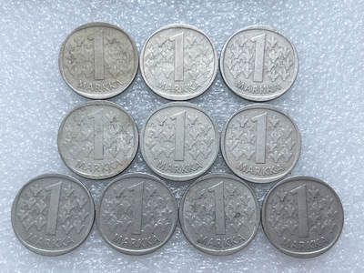 第一海外回流一元起拍收藏 散集专场  第306期 - 芬兰1马克硬币 10枚