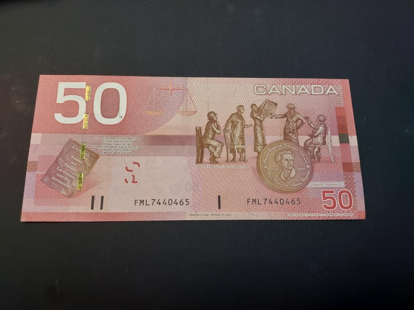 博彦收藏    4月1日 8点 钱币专场 加拿大 50元 UNC 边有软印 95品