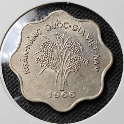 KK钱币收藏小铺  第409期 2月预留时间 周末发货 -  1966南越5盾水稻 多边形镍币 少见年份