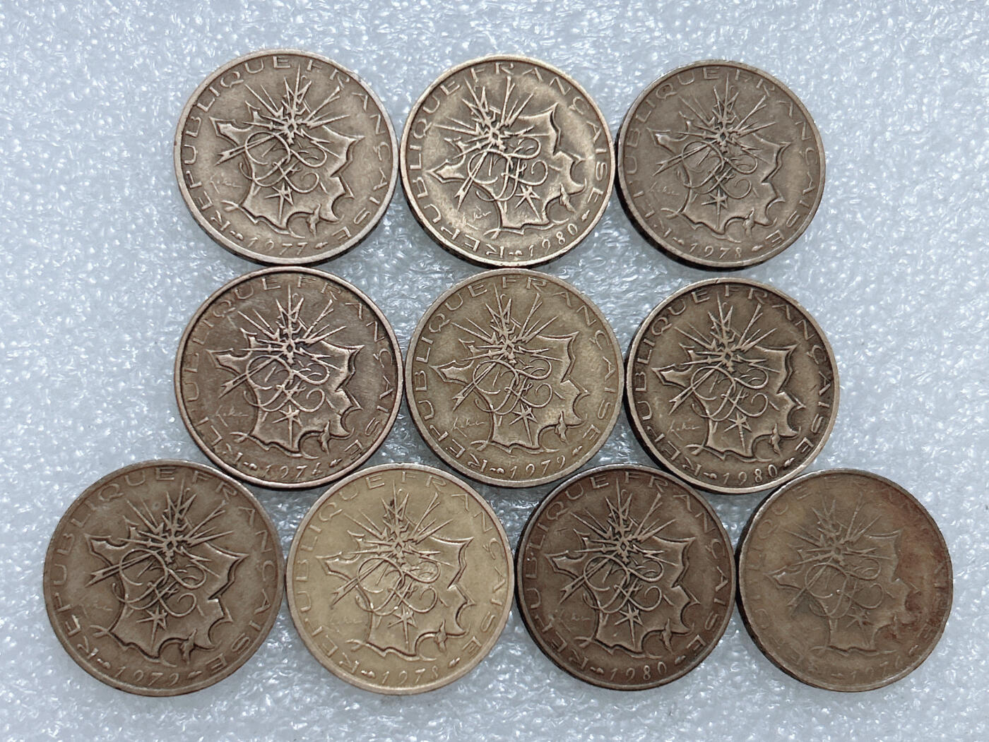 第一海外回流一元起拍收藏 散集专场  第306期 法国巴士底狱10法郎硬币 10枚