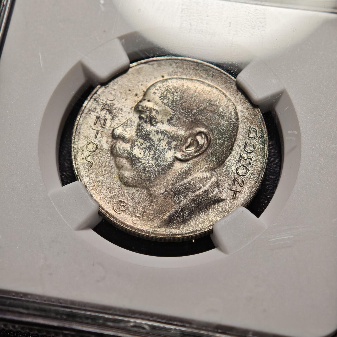 【德藏】世界币章拍卖第169期（拍品征集中~欢迎藏友联系） 1938年 巴西5000瑞斯银币 NGC MS63 状态极佳