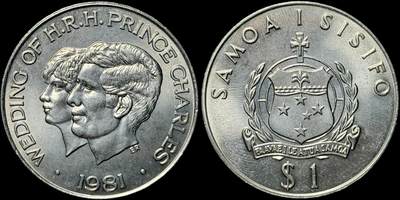 ＜星葵🌻钱币社＞第72期·东奔西走的硬币·3月31日发货 - 〈发行量12000〉萨摩亚1981年查尔斯王子和戴安娜王妃·皇室婚礼1塔拉克朗型纪念币