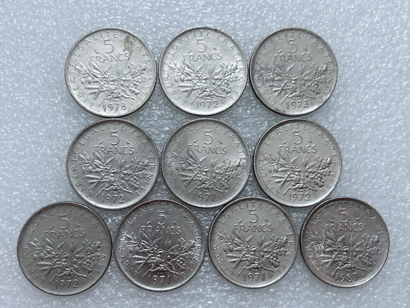 第一海外回流一元起拍收藏 散集专场  第306期 法国5法郎硬币 10枚