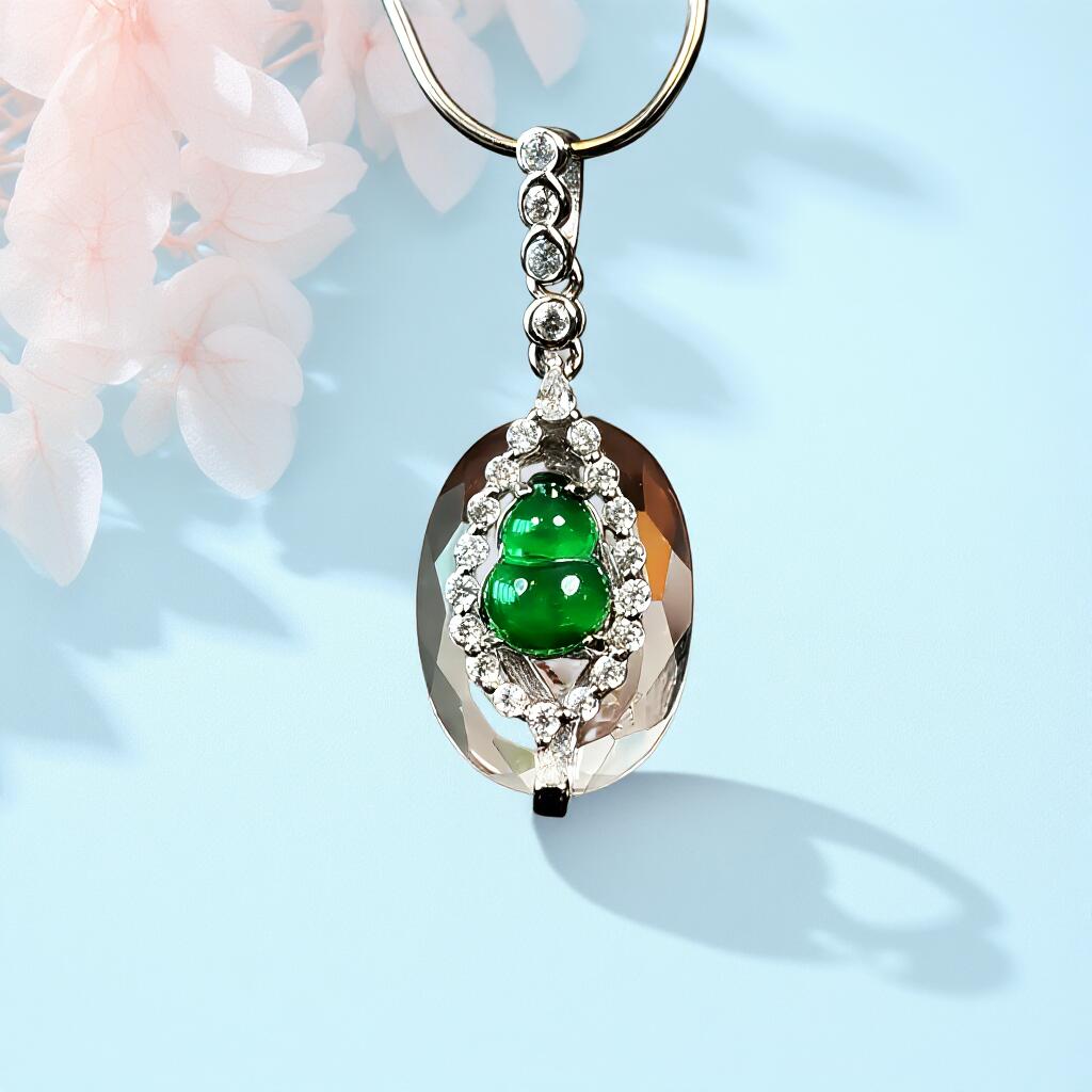 碧月说宝 君子怀瑾·当代和田玉清风专场(六) s925翡翠葫芦水晶吊坠