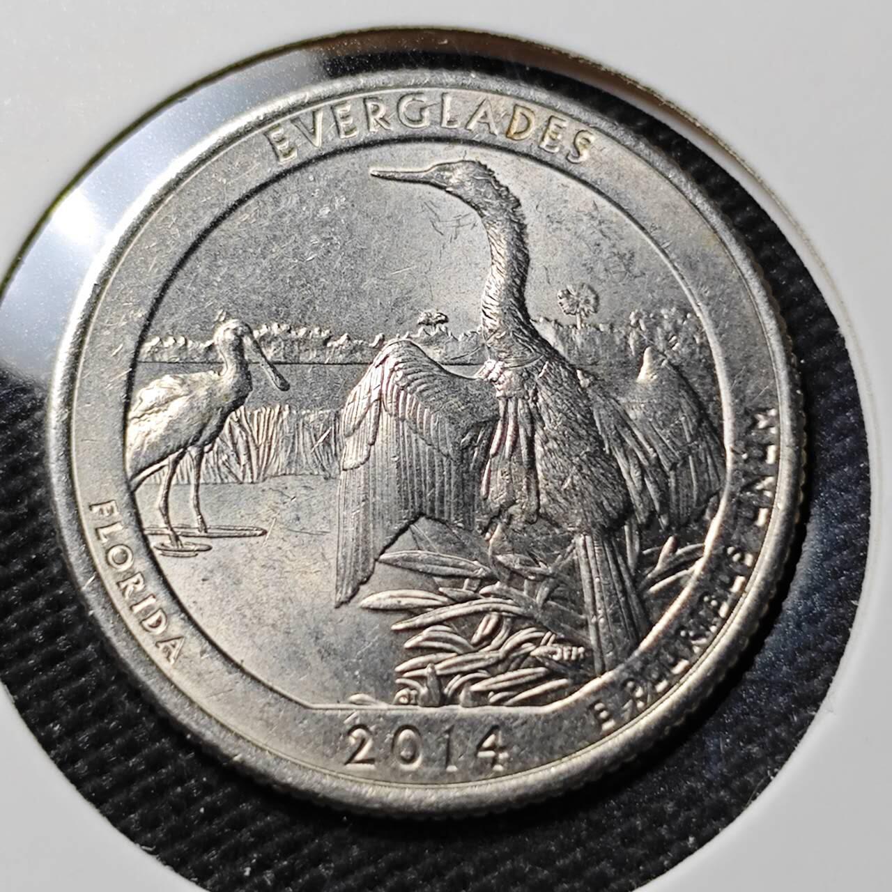 KK钱币收藏小铺   第402期 2月预留时间 周末发货  2014美国25分纪念币 好品 