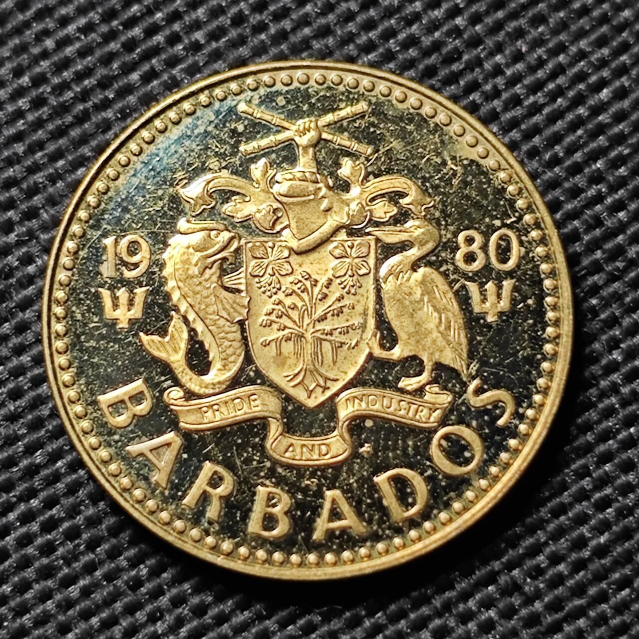 KK钱币收藏小铺  第408期 2月预留时间 周末发货  1980巴巴多斯5分 精制币