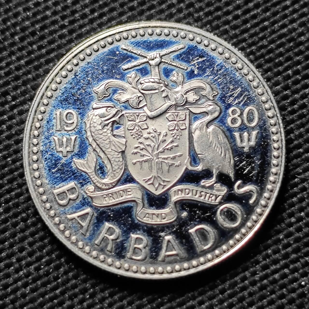 KK钱币收藏小铺  第408期 2月预留时间 周末发货   1980巴巴多斯25分 精制币