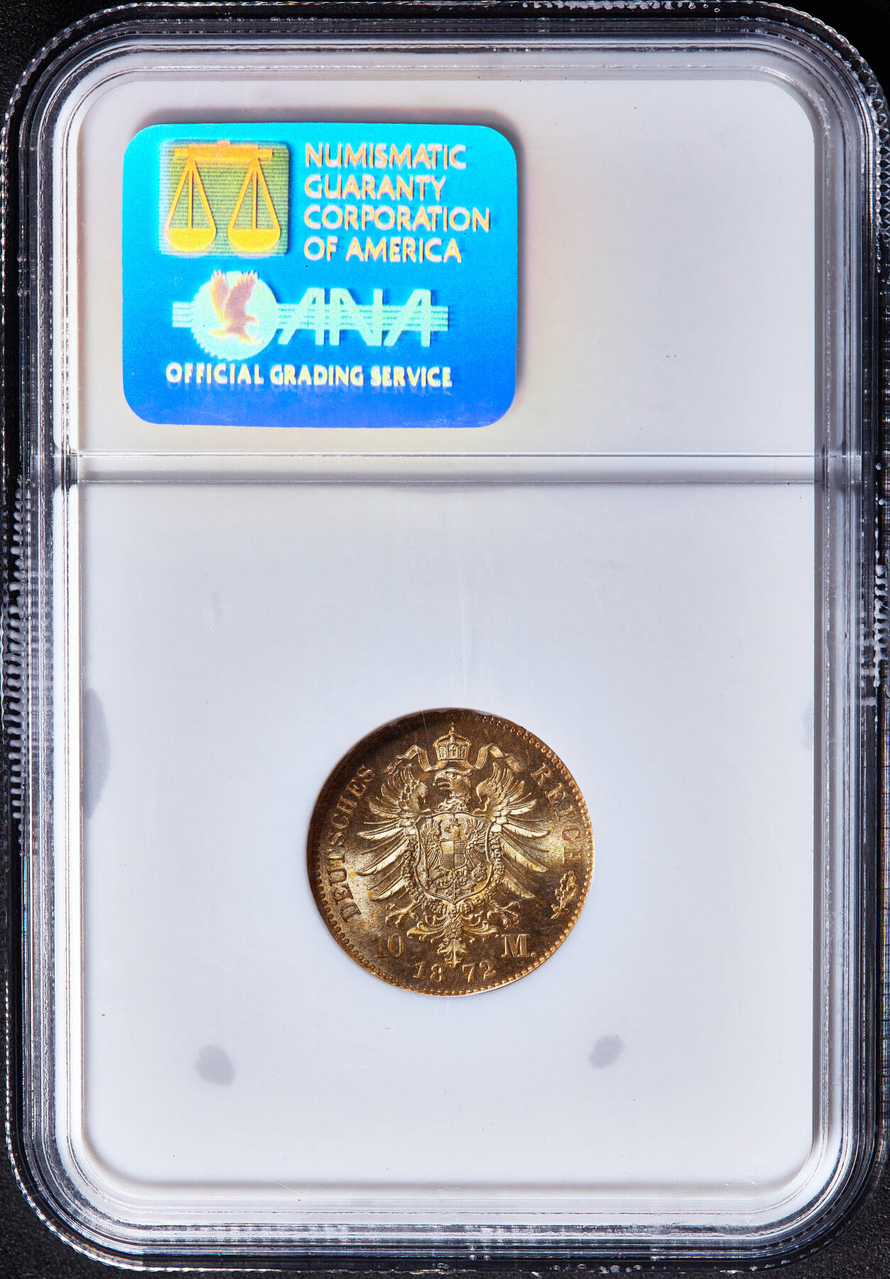 【俄甄集藏】2026年(050)04-01星期三 晚 19:30 全场包邮 德国普鲁士1872年威廉一世A版10马克金币，NGC MS66，顶级状态，重3.982克，900金