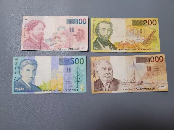 各国钱币套装场 比利时1995-1998年 100 200 500 1000法郎纸币 原票一套