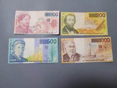 各国钱币套装场 - 比利时1995-1998年 100 200 500 1000法郎纸币 原票一套
