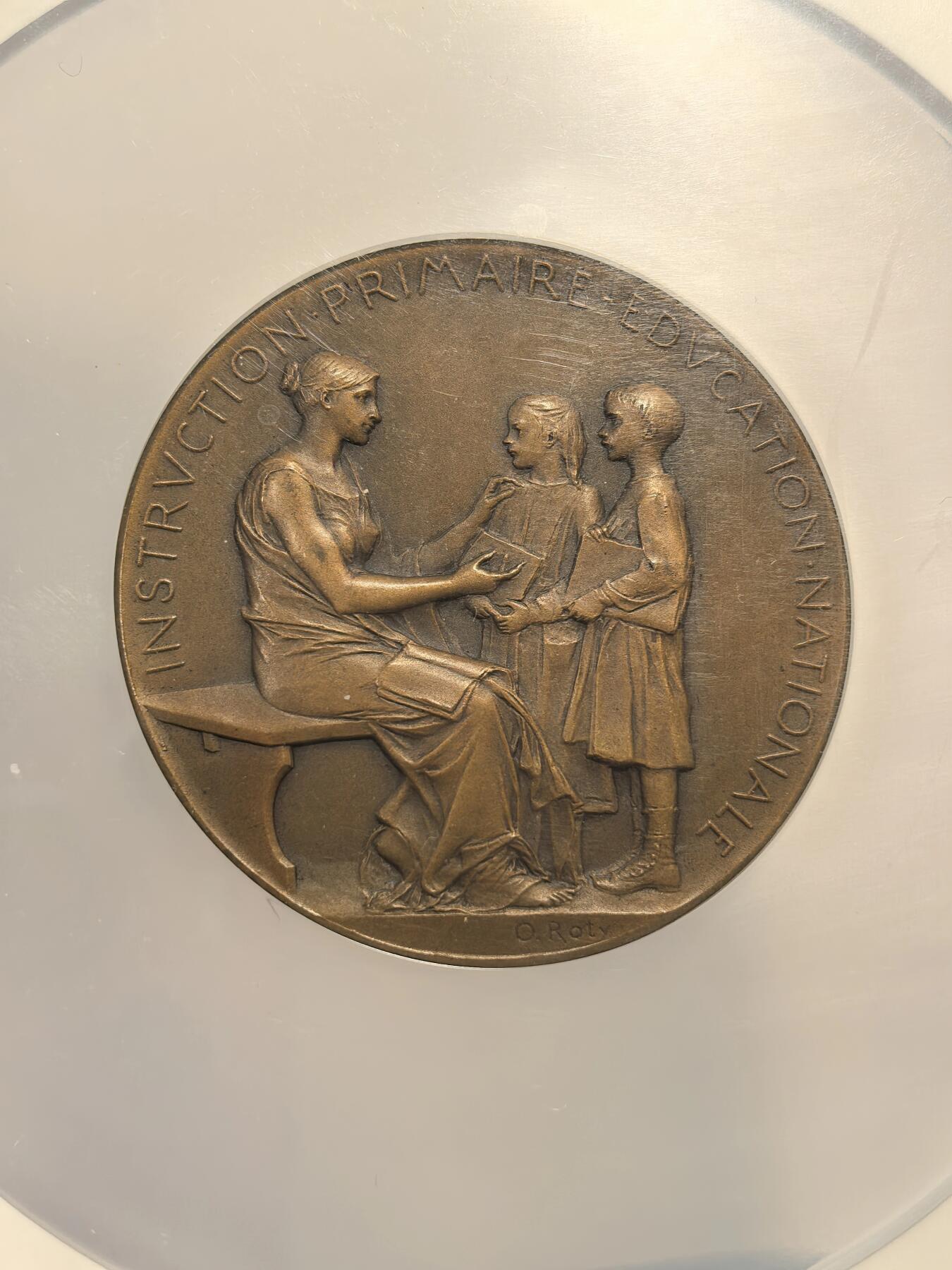 博洋堂“芳菲春韵”3月精品大拍专场暨第166期（全场包邮） NGC MS64 法国1904年初等教育纪念大铜章，早期大铜章高分难得