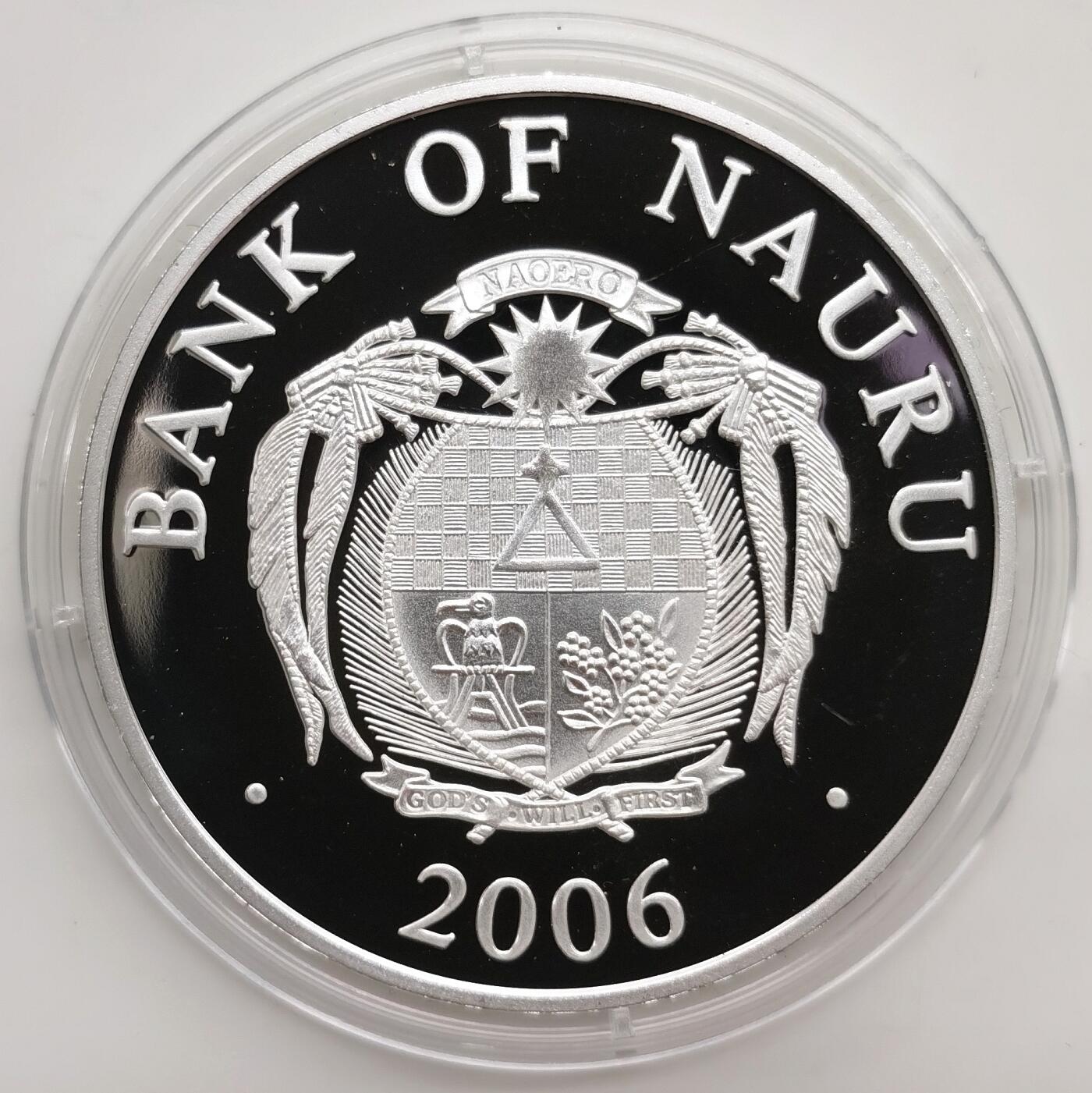 博洋堂“芳菲春韵”3月精品大拍专场暨第166期（全场包邮） 瑙鲁2006年10元带镀金插件反向精制银币 欧洲地标-比萨斜塔（意大利） 1盎司999银 发行量：2千 带证